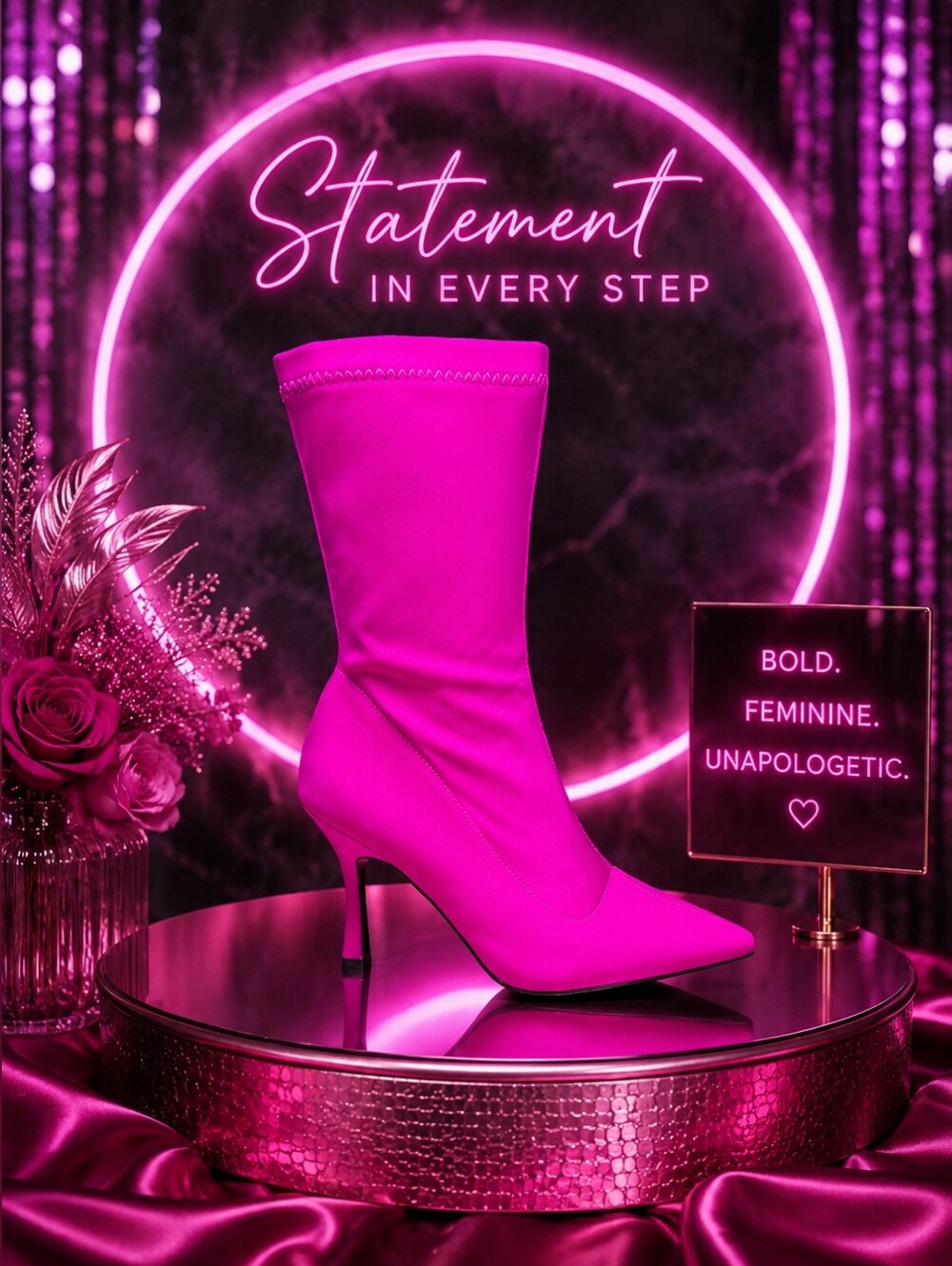 Elegant Fuchsia Sock Ankle Booties Sz 8.5
